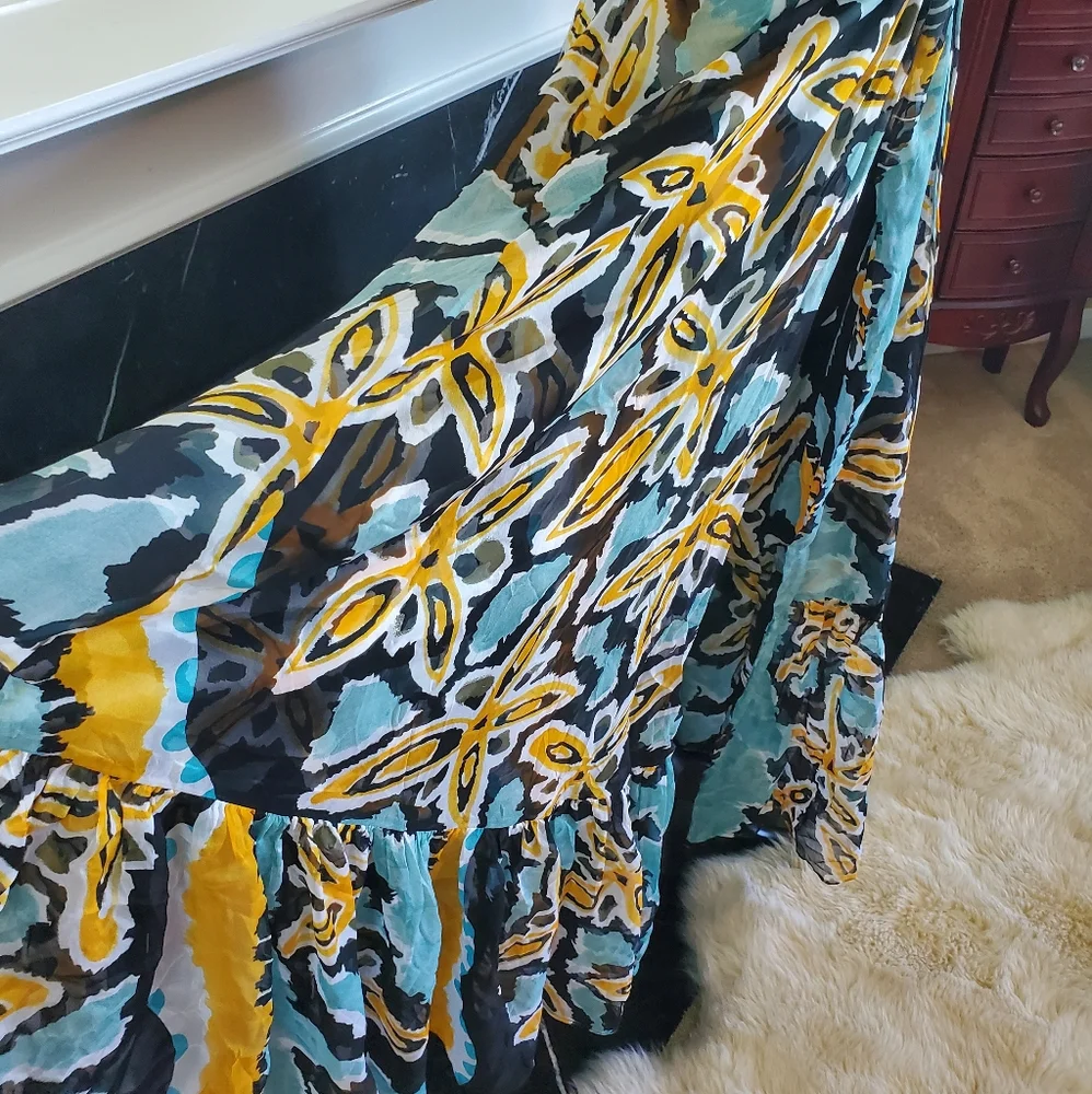 Diane Von Furstenberg Blue, Yellow and Black Floral Maxi Dress - Picture 3 of 10
